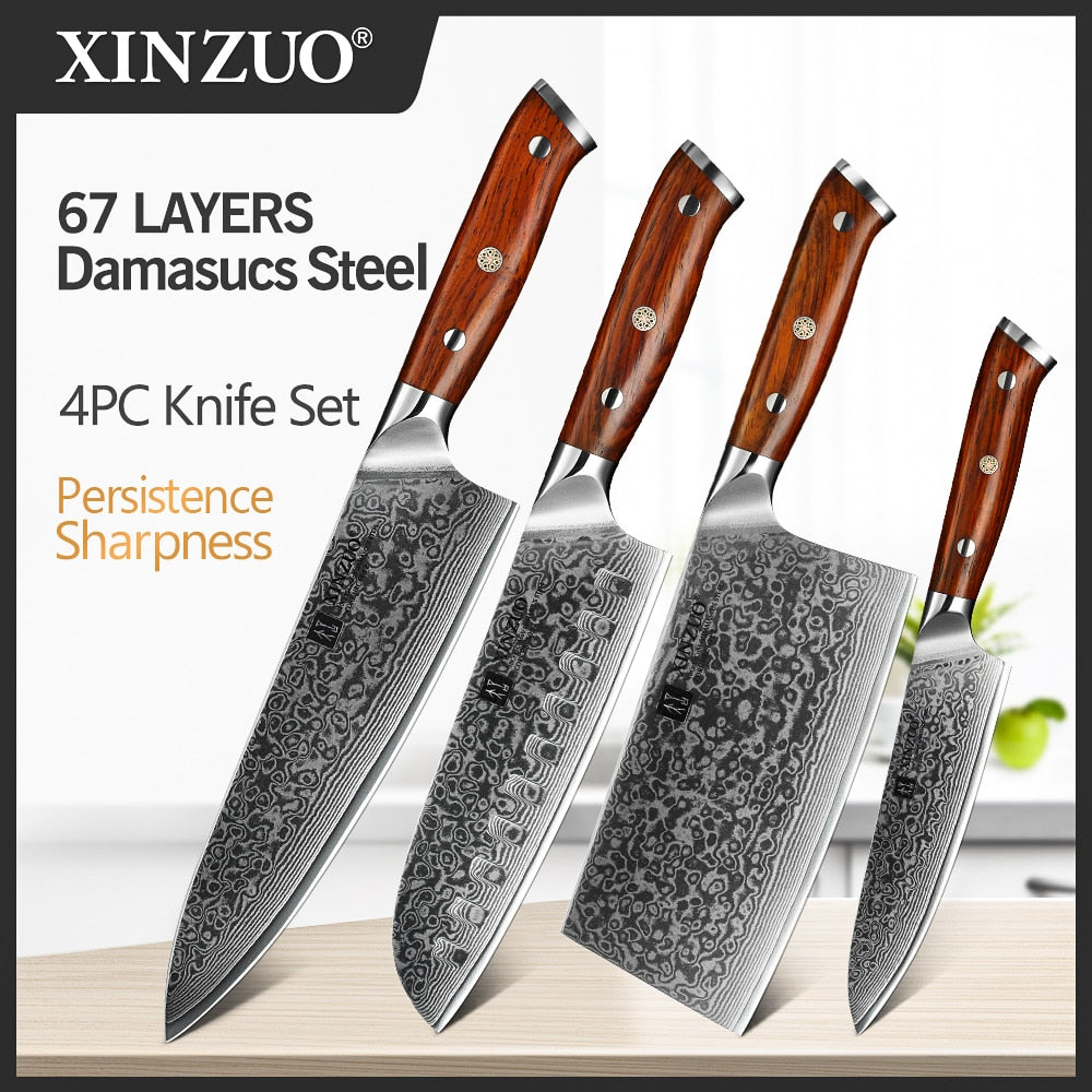 Santoku Kitchen Knife Sets vg10 Core Damascus Steel Chef Xinzuo