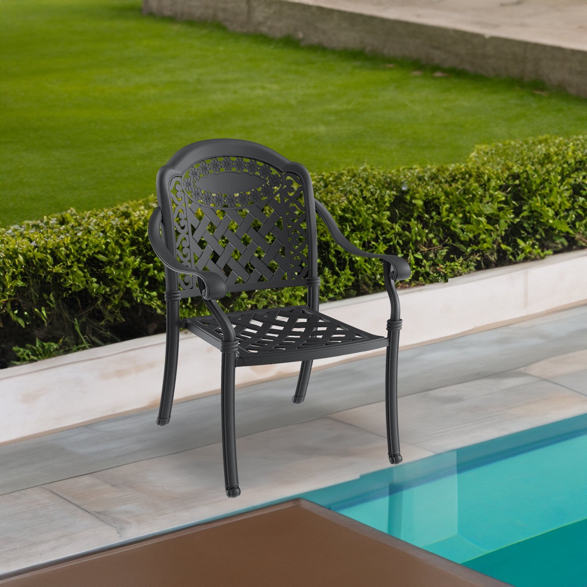 5-Pieces Set Of Cast Aluminum Patio Furniture With Cushions (In Random Colors)