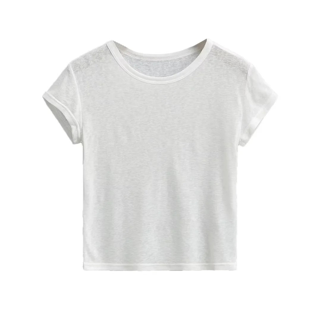 Shirt blanc léger manches courtes, épaules découvertes