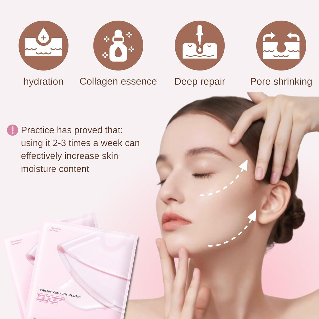 Masque facial gelée rose au collagène PDRN – Divisible