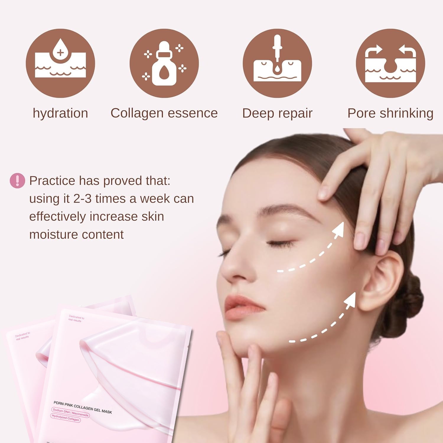 Masque facial gelée rose au collagène PDRN – Divisible