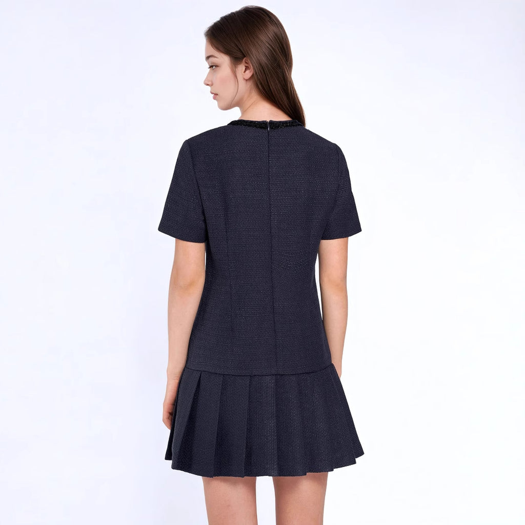 Short sleeved pleated jumpsuit