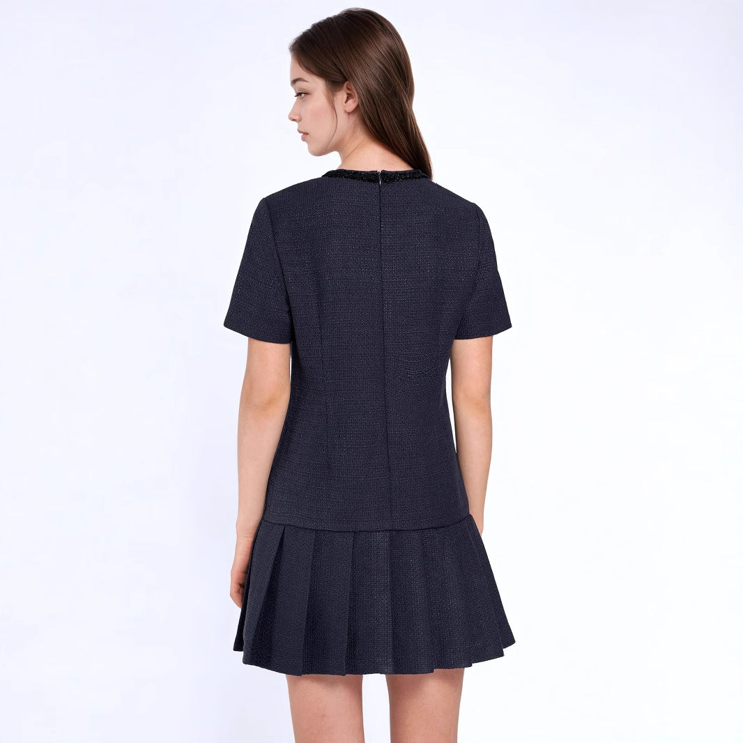 Short sleeved pleated jumpsuit