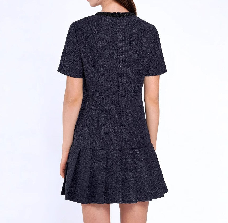 Robe plissée manches courtes