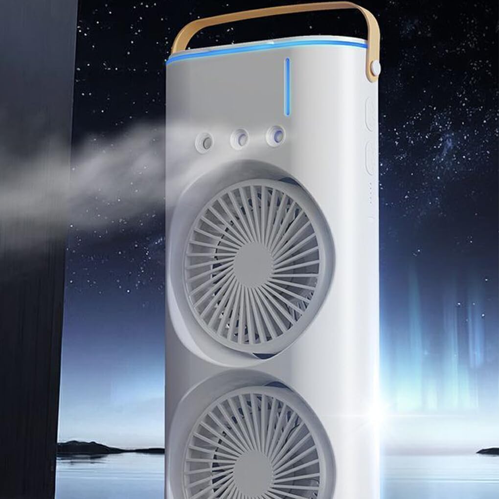 Portable USB Mini Fan with Spray Cooling – Ventilation & LED Light