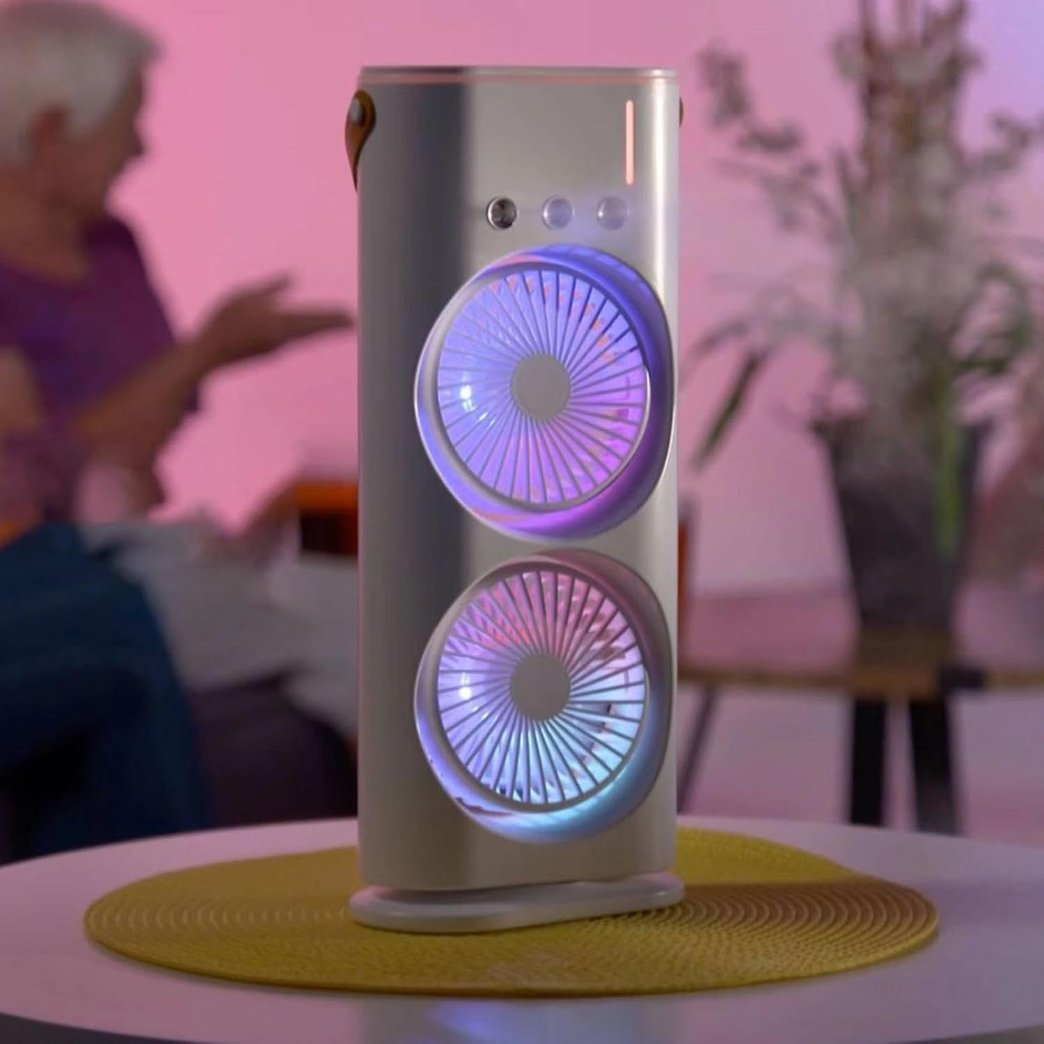 Portable USB Mini Fan with Spray Cooling – Ventilation & LED Light