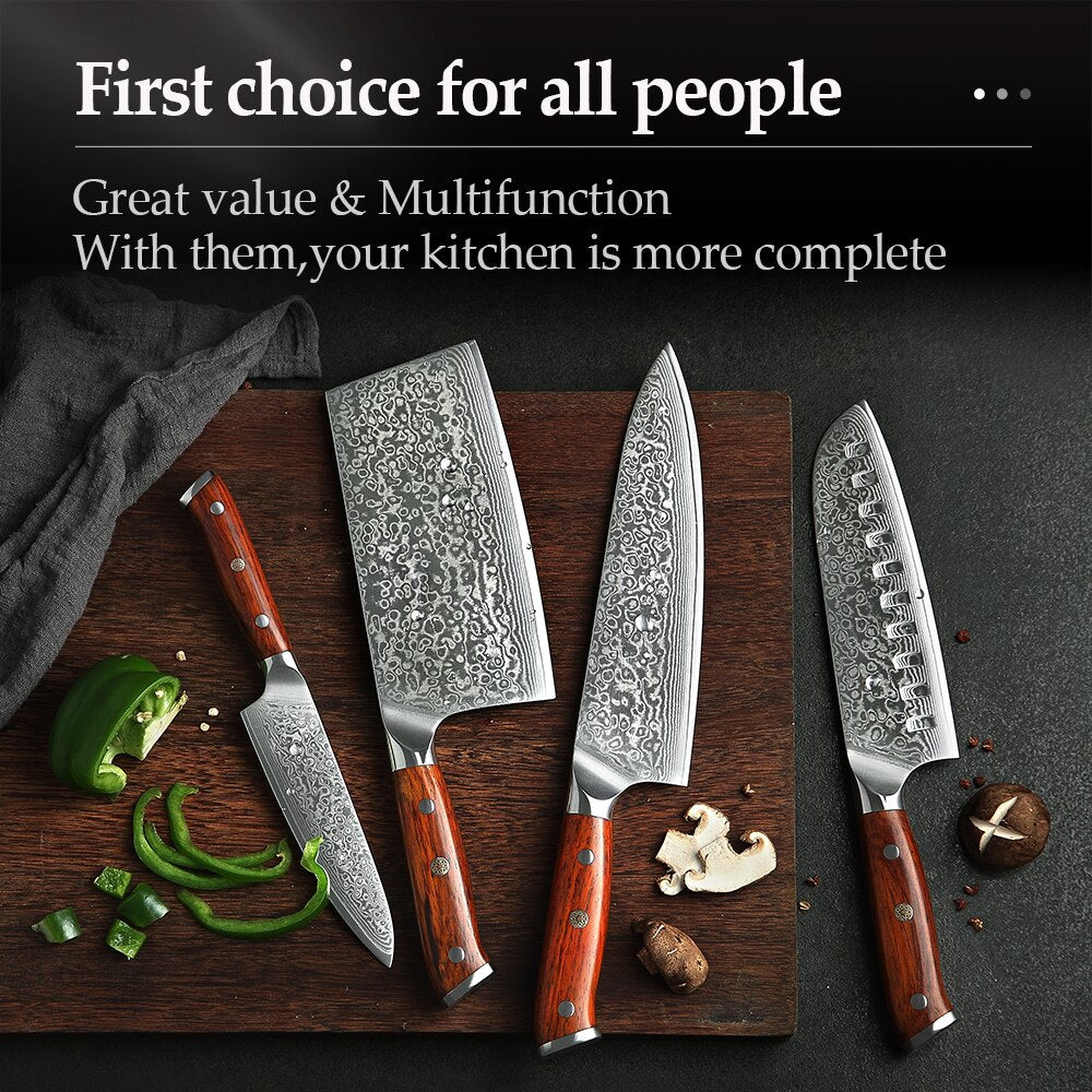 Santoku Kitchen Knife Sets vg10 Core Damascus Steel Chef Xinzuo