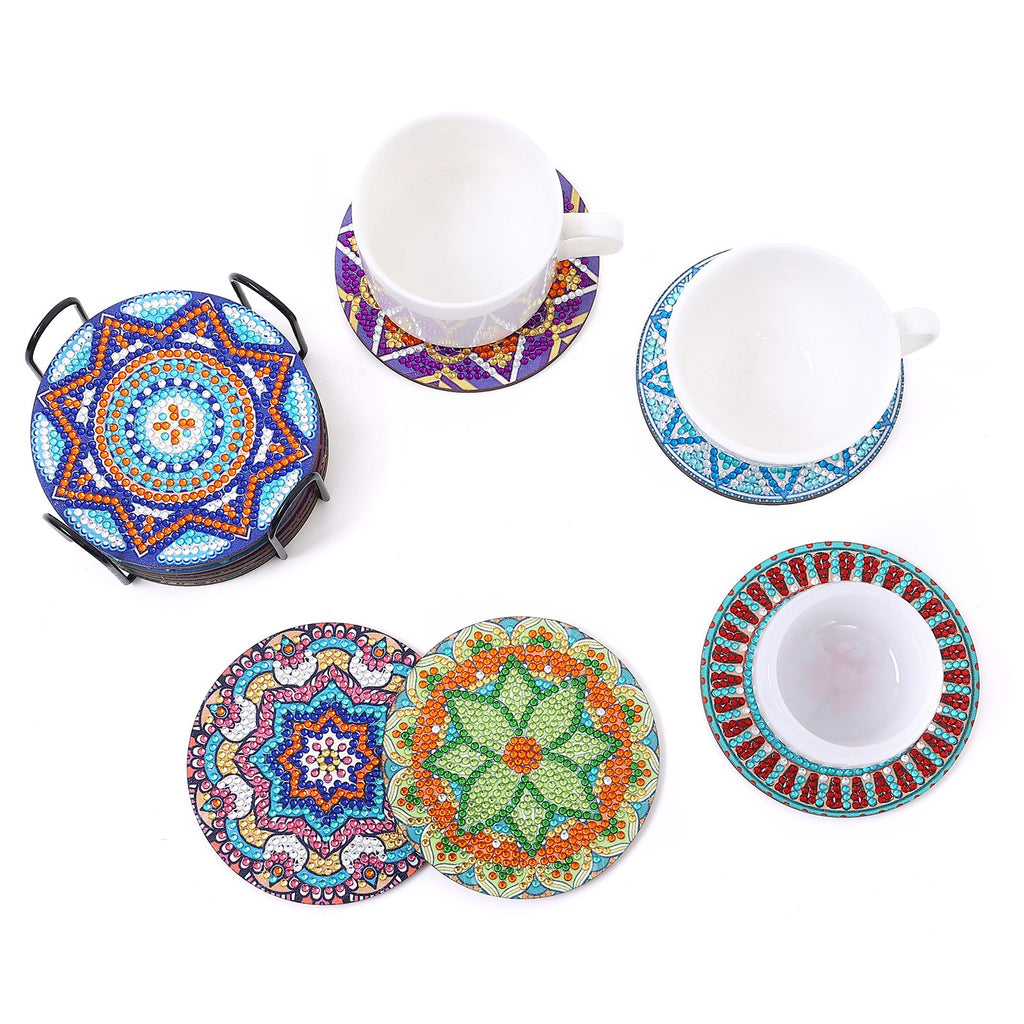 New DIY Diamond Painted Coaster Mat Set of 12 with Datura Pattern