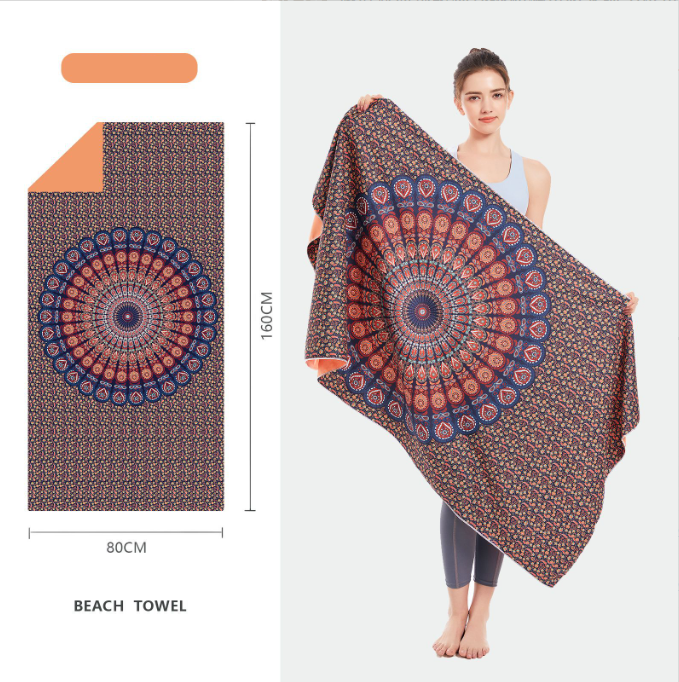 Double sided velvet microfiber beach towel absorbent and quick drying