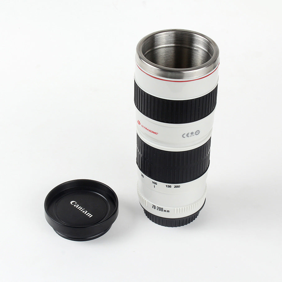 Tasse à lentille d'appareil photo reflex numérique, tasse à eau en acier inoxydable, tasse à café de bureau