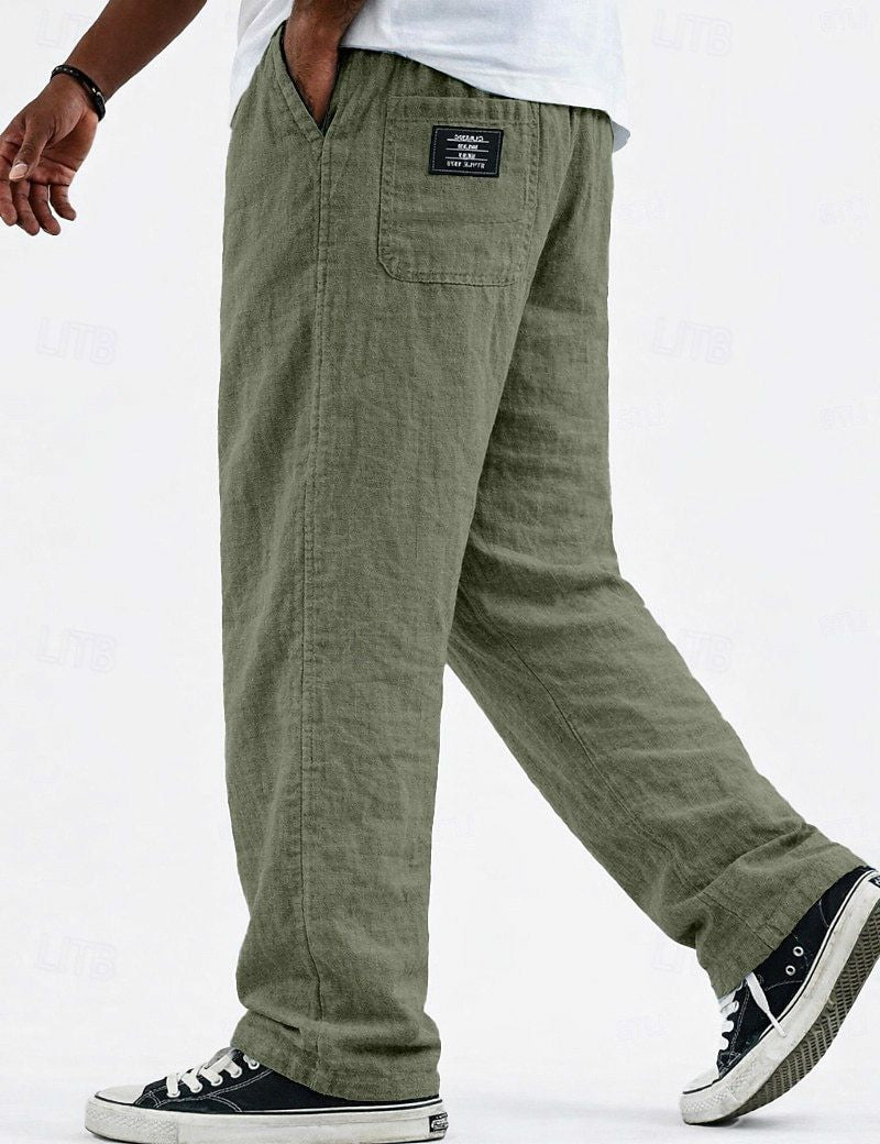 Linen Loose Pant Drawstring Cotton-Linen Casual Straight Wide leg