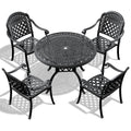 5-Pieces Set Of Cast Aluminum Patio Furniture With Cushions (In Random Colors)