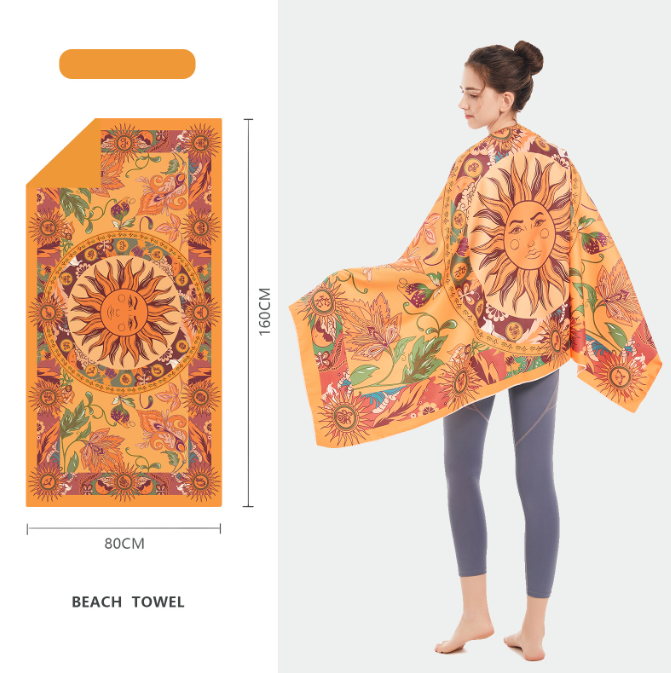 Double sided velvet microfiber beach towel absorbent and quick drying
