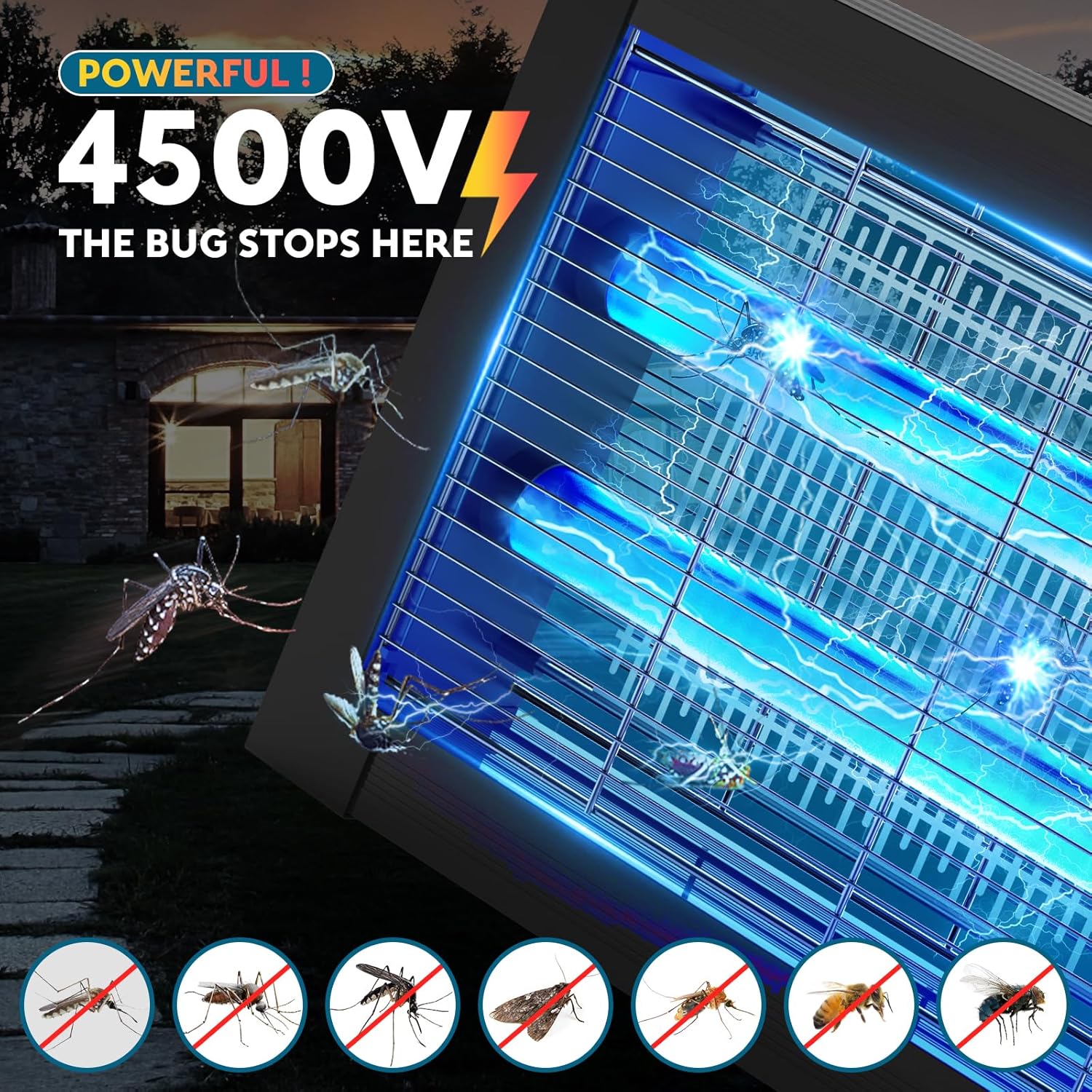Solar Powered Bug Zapper Outdoor Bug Zapper 4500V