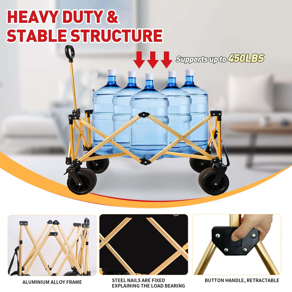Chariot de plage pliant robuste – Utilitaire pour sable avec grandes roues