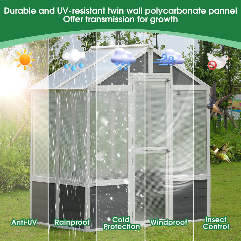 Serre en polycarbonate – avec marchepied / Serre extérieure pour plantes, jardinage sur patio, jardin et pelouse