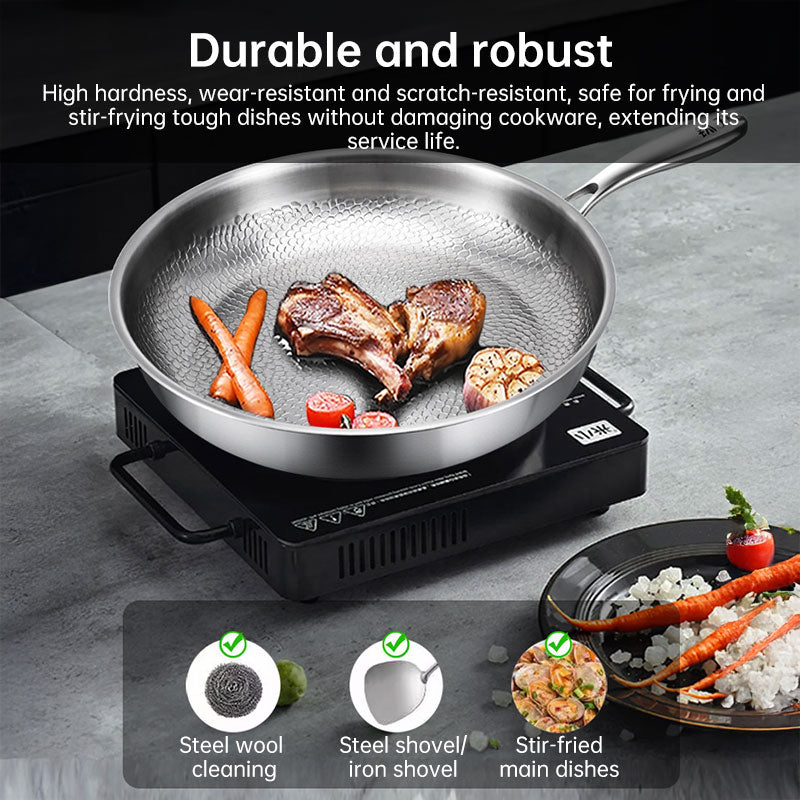 Pure Titanium Nonstick Frying Pan - Coating-Free Patterned