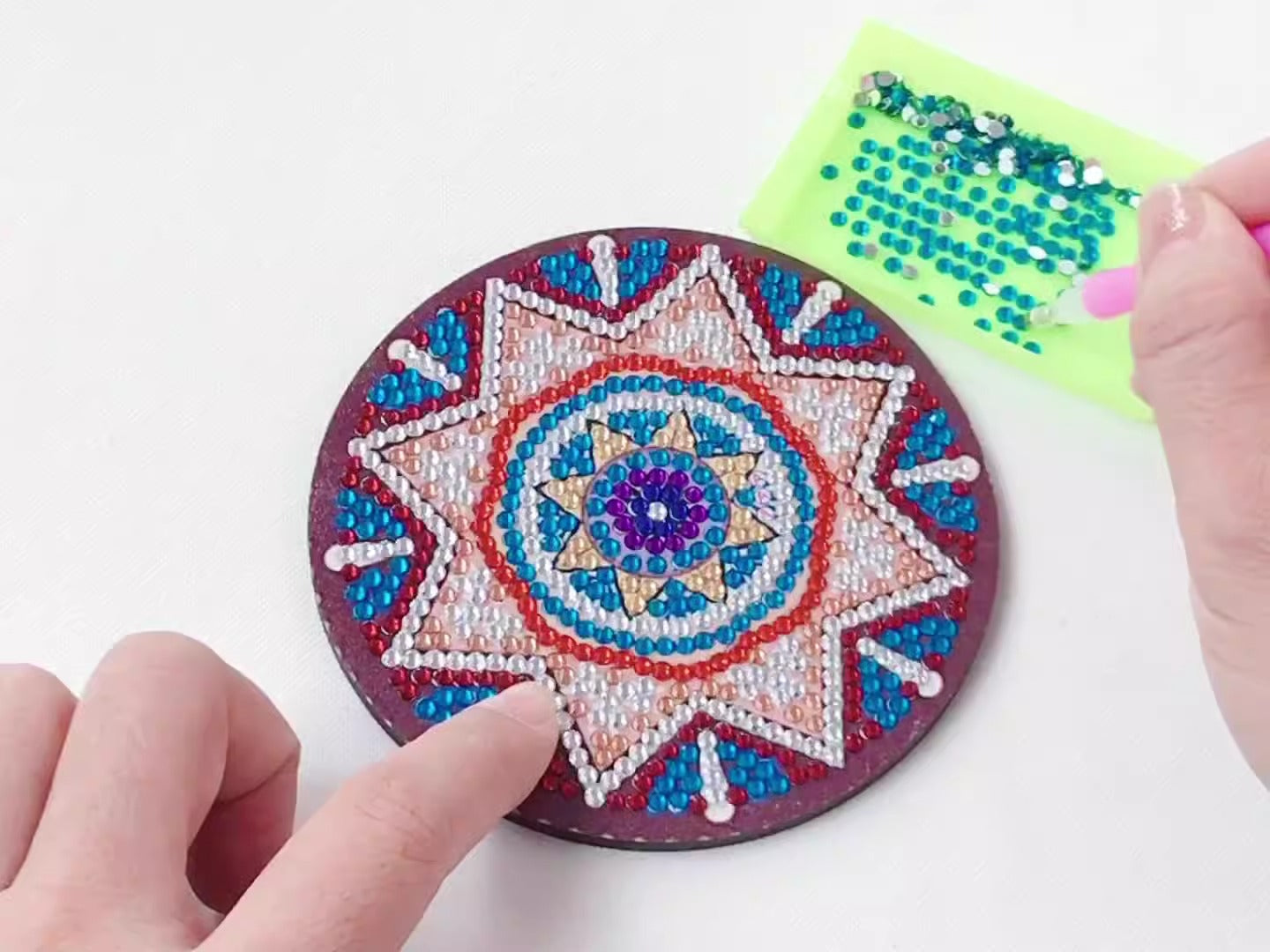 New DIY Diamond Painted Coaster Mat Set of 12 with Datura Pattern