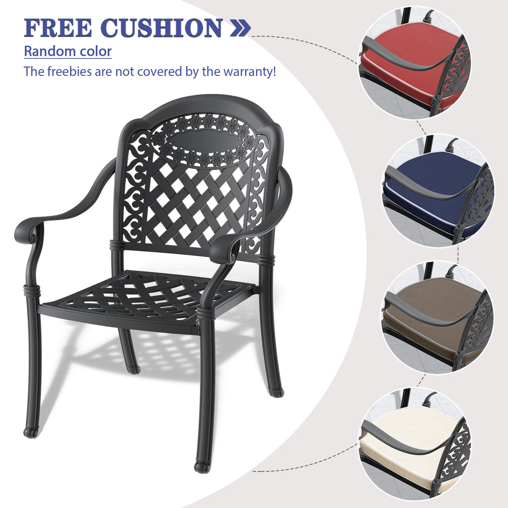 5-Pieces Set Of Cast Aluminum Patio Furniture With Cushions (In Random Colors)