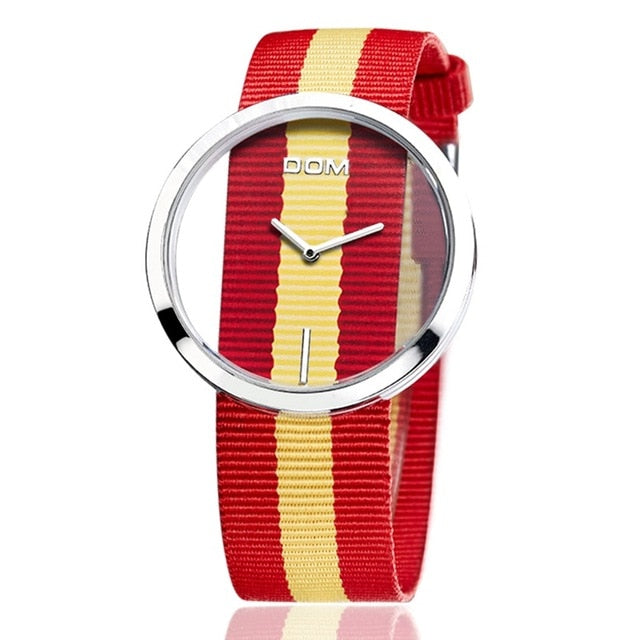 Montre Élégante Femme DOM Décontractée Étanche 30m Quartz Bracelet en Cuir Véritable