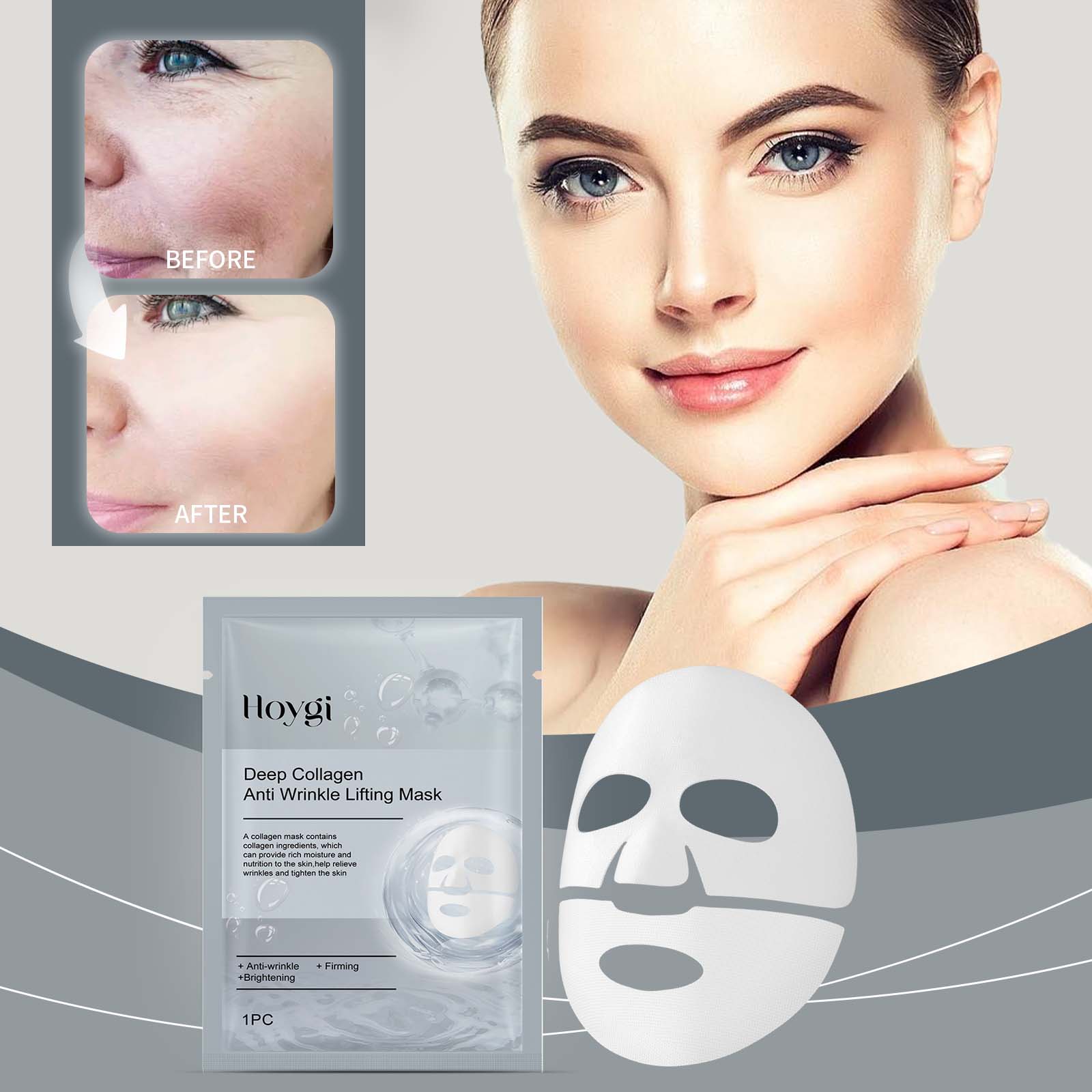 Masque anti-rides au collagène – Visage hydratant, nourrissant, raffermissant et lissant les ridules