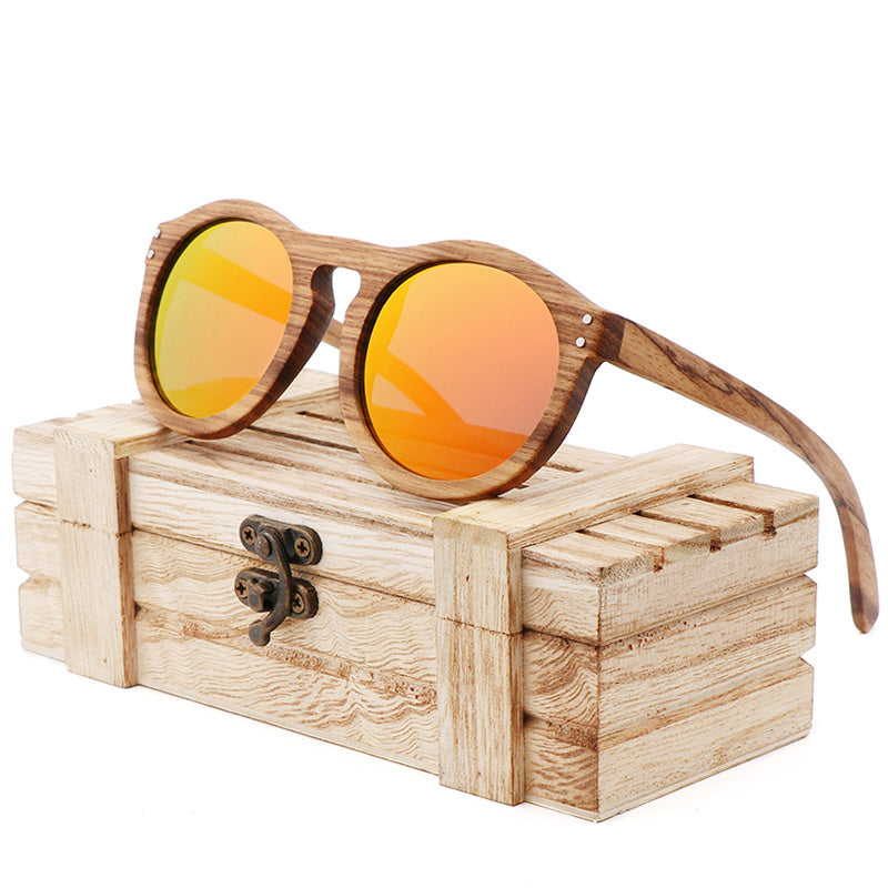 Real Zebra Wood Sunglasses Polarized Lenses UV400