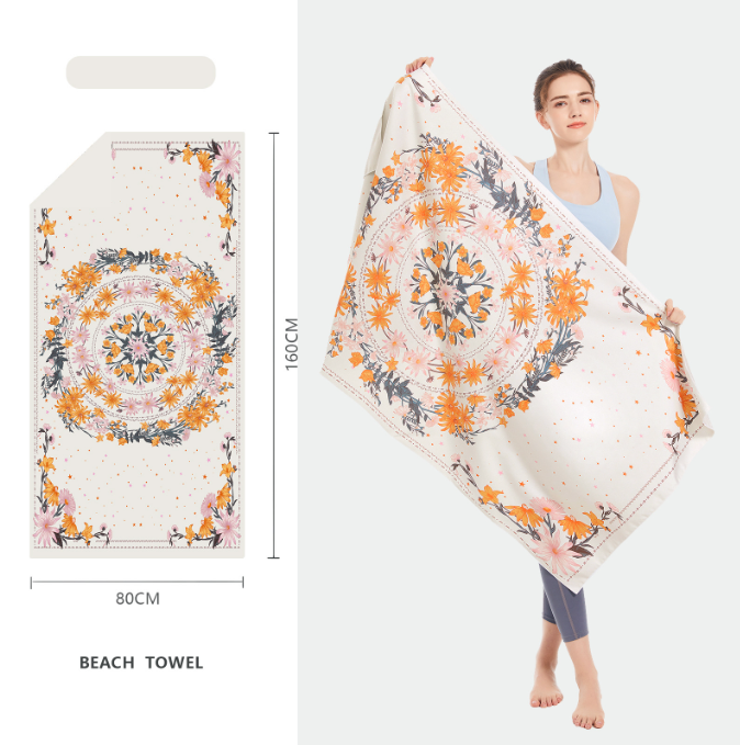 Double sided velvet microfiber beach towel absorbent and quick drying