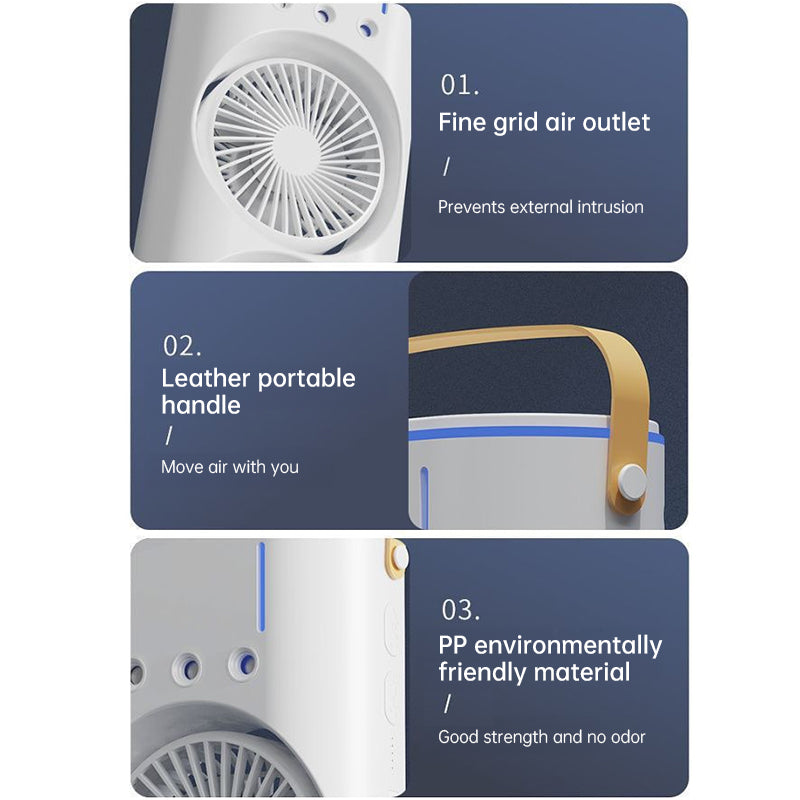 Portable USB Mini Fan with Spray Cooling – Ventilation & LED Light