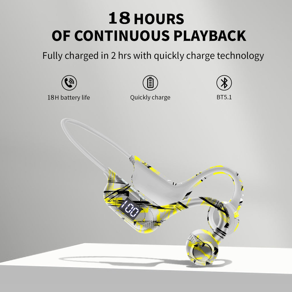 Graffiti Bone Conduction Bluetooth Earphones Digital Display AKZ-G9