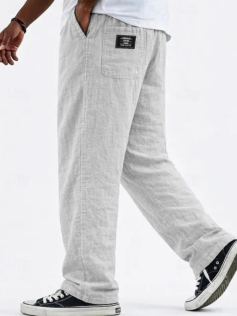 Linen Loose Pant Drawstring Cotton-Linen Casual Straight Wide leg