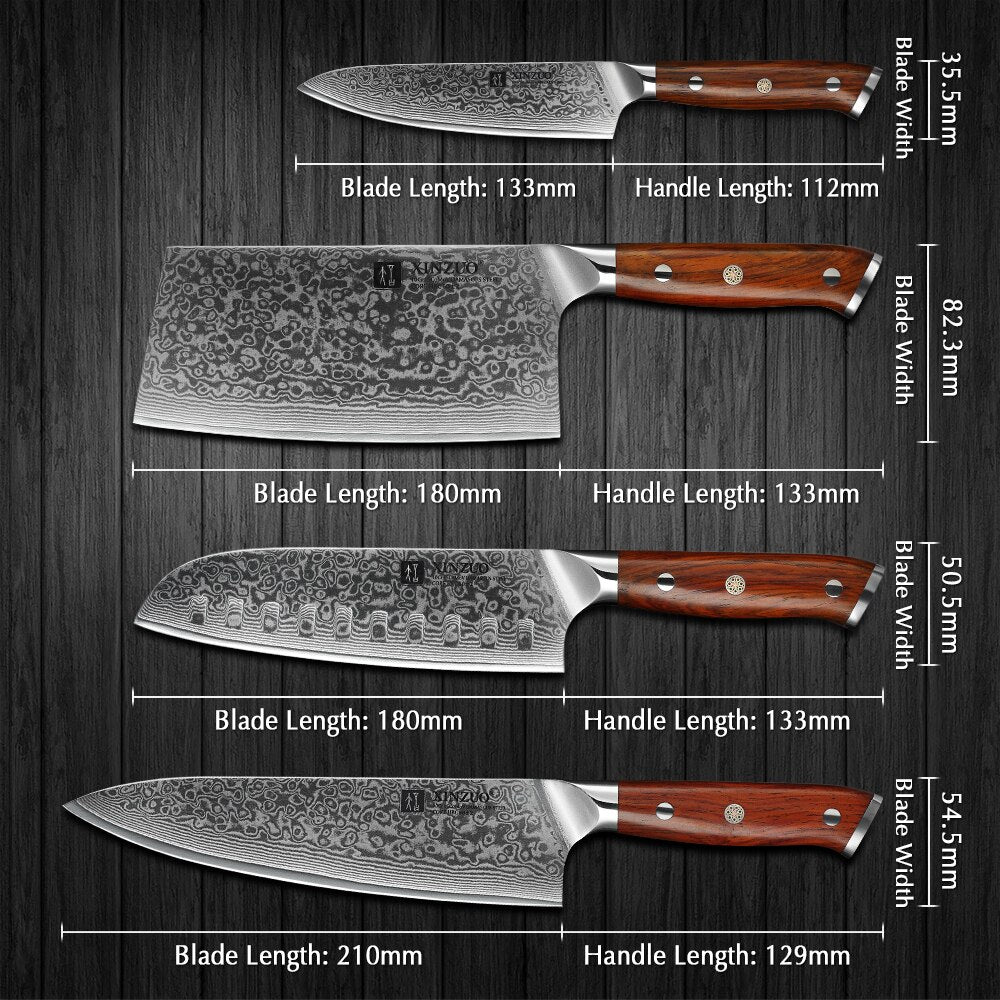 Santoku Kitchen Knife Sets vg10 Core Damascus Steel Chef Xinzuo