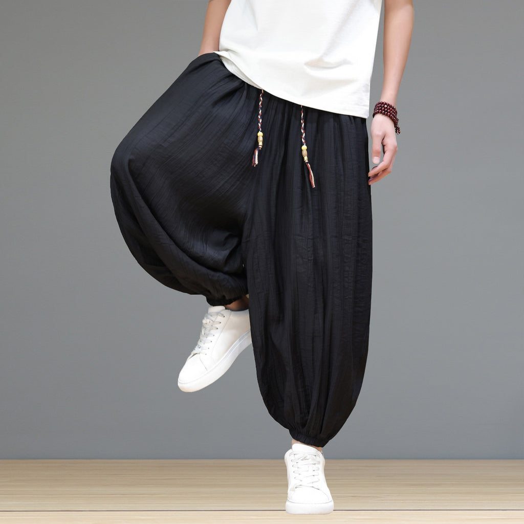 Pantalon lanterne homme – léger, décontracté, trois-quarts, coupe large et ample
