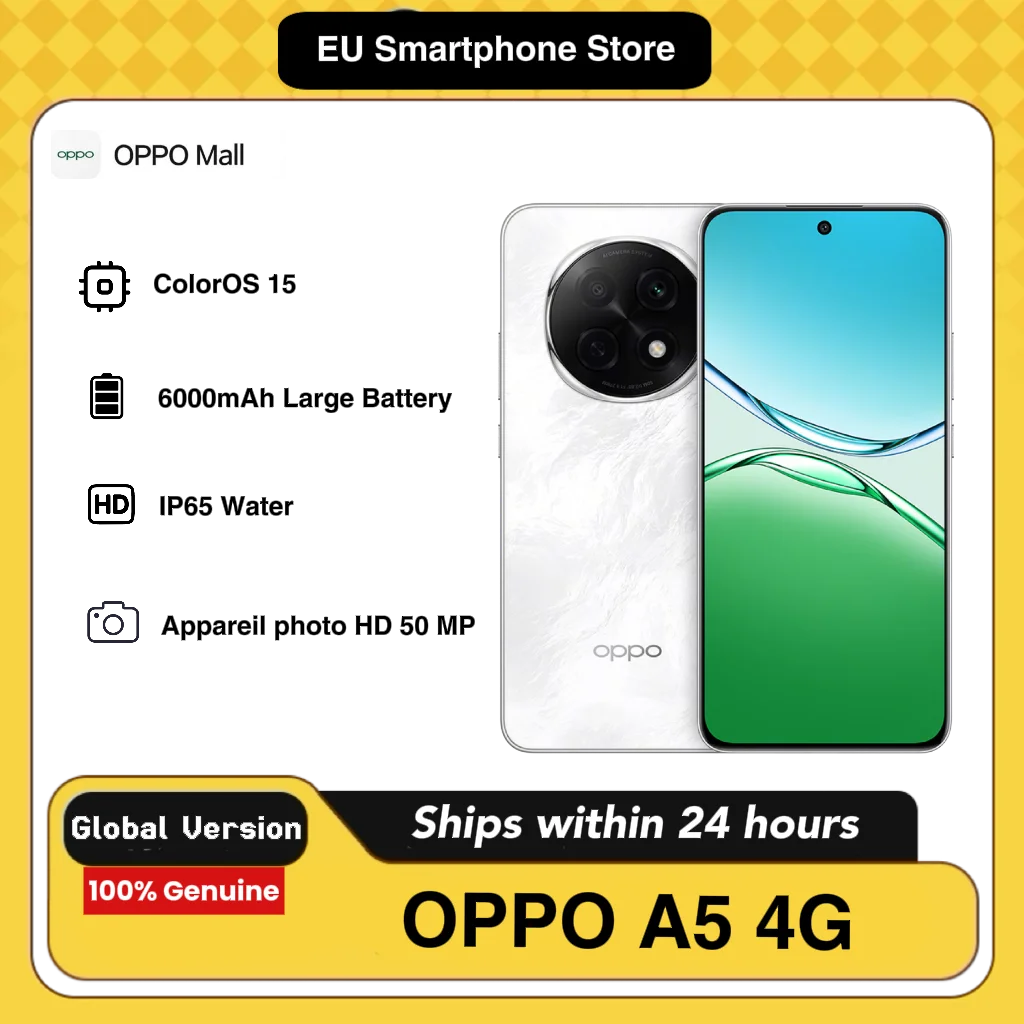 OPPO A5 4G avec IA – 4 Go / 6 Go + 128 Go, version globale, téléphone débloqué, Android 8.1 avec ColorOS 5.1