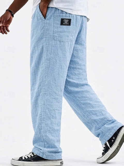 Linen Loose Pant Drawstring Cotton-Linen Casual Straight Wide leg