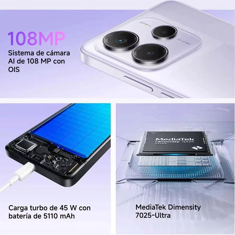 Xiaomi Redmi Note 14 5G – NFC, 8 Go RAM, 256 Go, sans chargeur, Dimensity 7025-Ultra, appareil photo 108 MP