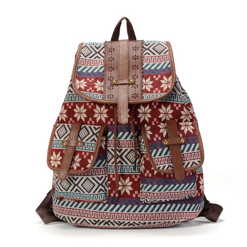 Sac à dos femme Sansarya – Cuir PU ajouré, bohémien vintage, sac à cordon pour adolescentes et femmes, cartable scolaire