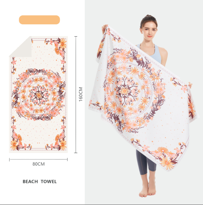 Double sided velvet microfiber beach towel absorbent and quick drying