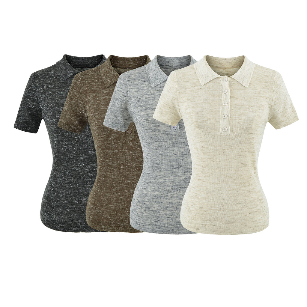Collar short sleeved top