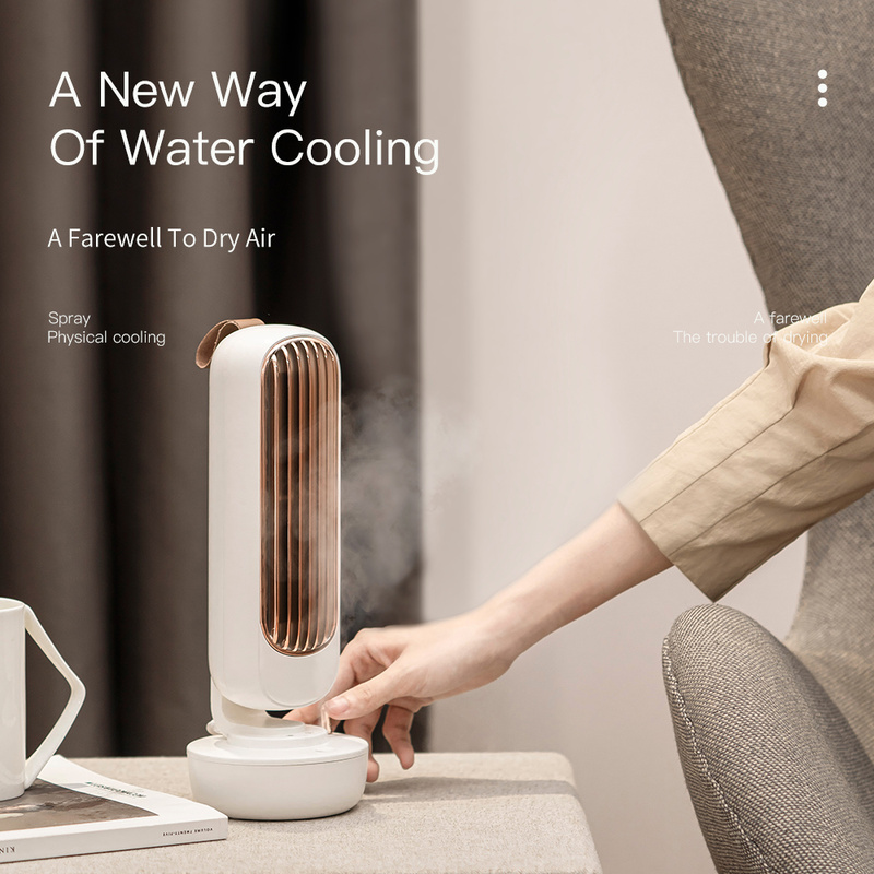 Ventilateur tour d'humidification rétro – Créatif, 2-en-1 avec brumisation, ventilateur intégré sur bureau avec recharge USB