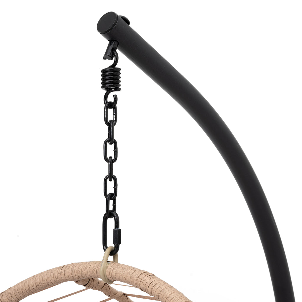 Fauteuil suspendu balançoire œuf pour usage intérieur et extérieur – Rotin couleur naturelle, avec coussin