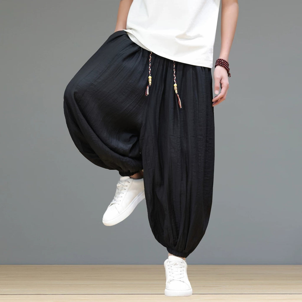 Pantalon lanterne homme – léger, décontracté, trois-quarts, coupe large et ample