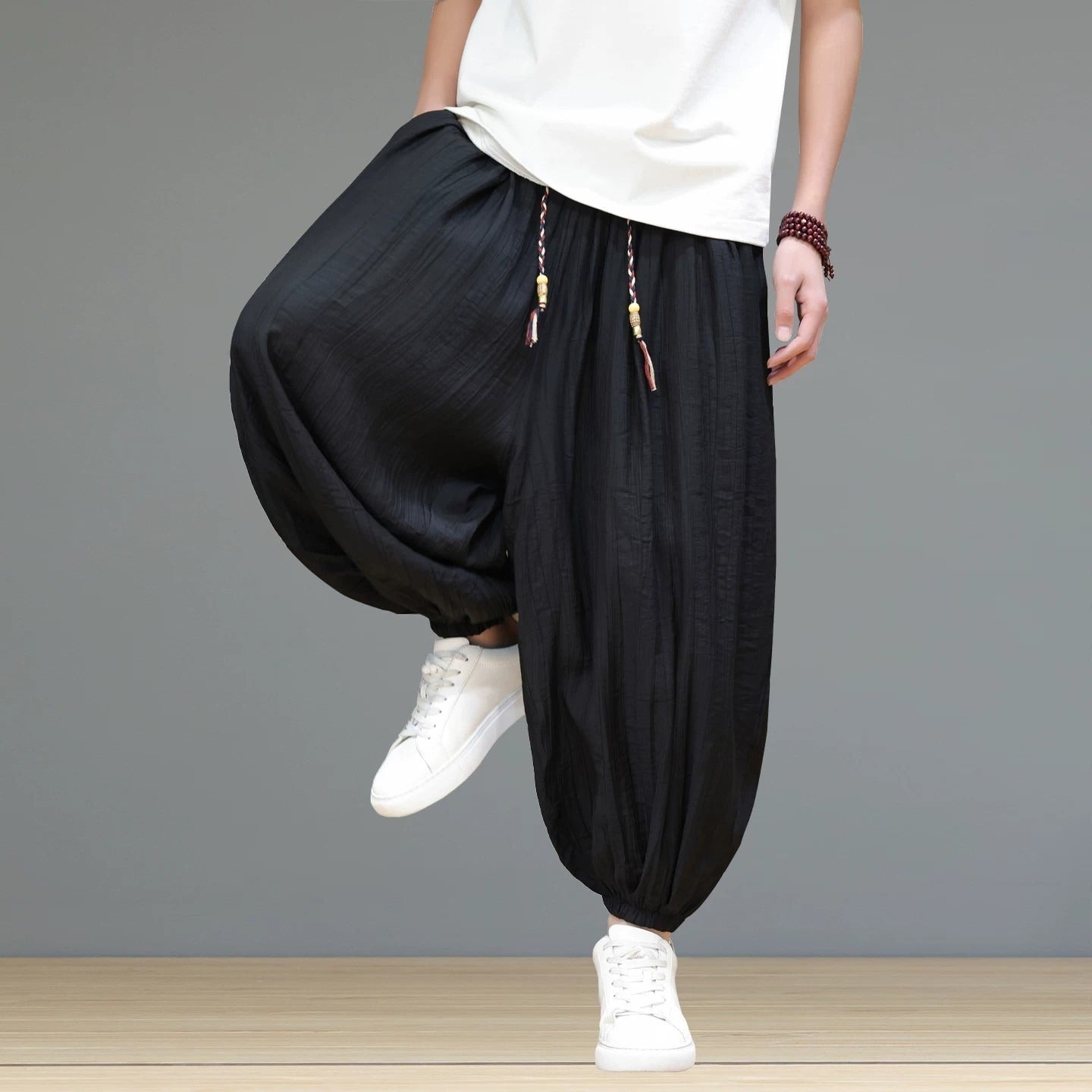 Pantalon lanterne homme – léger, décontracté, trois-quarts, coupe large et ample