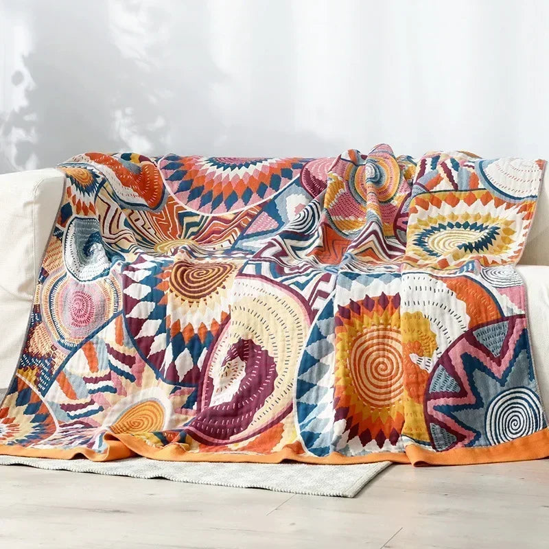 Bohemian Cotton Reversible Throw Blanket 150/200 x 200/230 cm