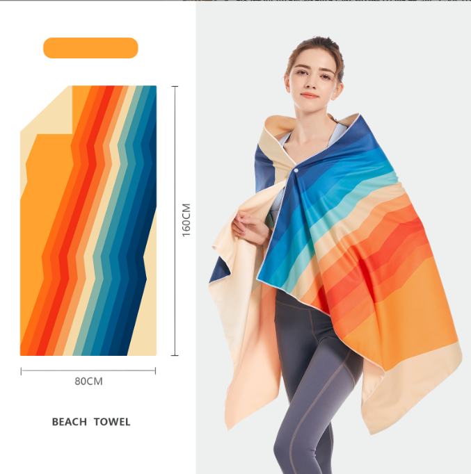 Double sided velvet microfiber beach towel absorbent and quick drying