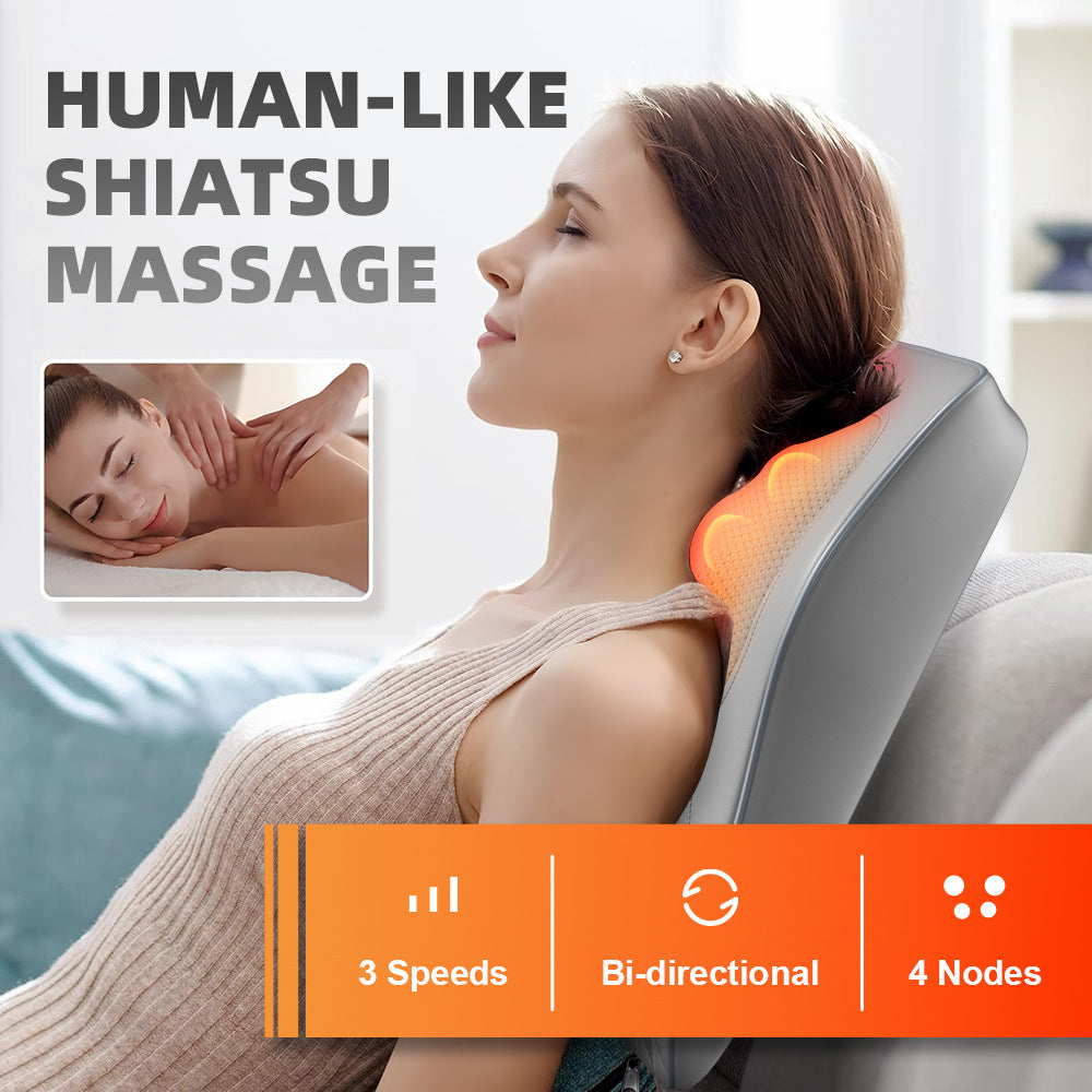 Back and Neck Shoulder Massager with Heating, Shiatsu Electric Massage 4D-Rotation Massager