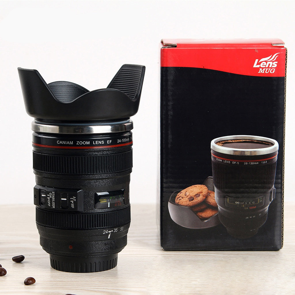 DSLR lens cup stainless steel water cup office coffee cup