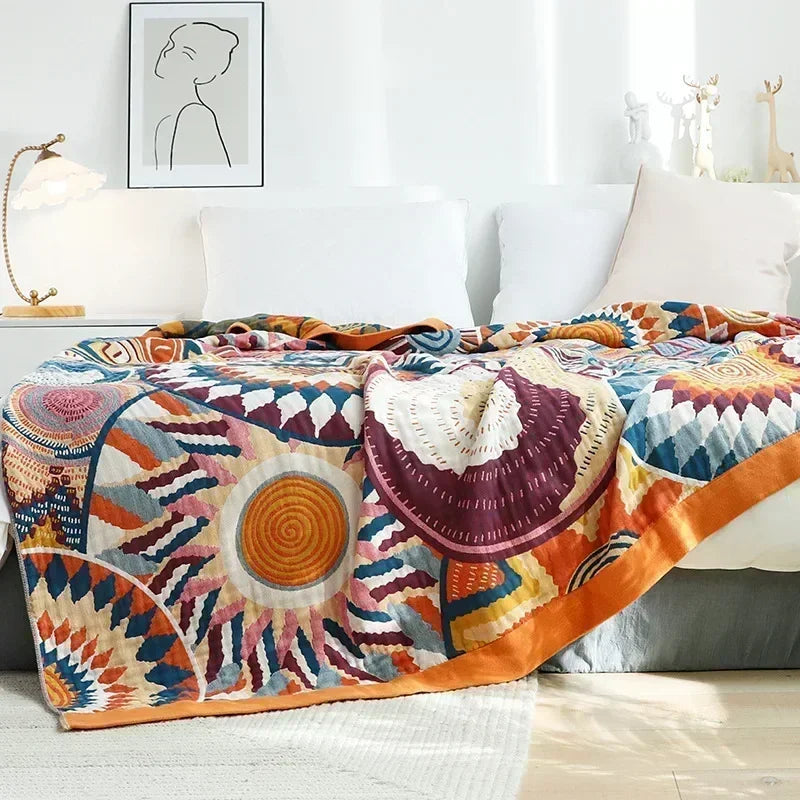 Bohemian Cotton Reversible Throw Blanket 150/200 x 200/230 cm