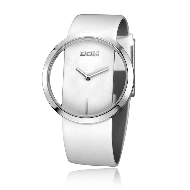 Montre Élégante Femme DOM Décontractée Étanche 30m Quartz Bracelet en Cuir Véritable