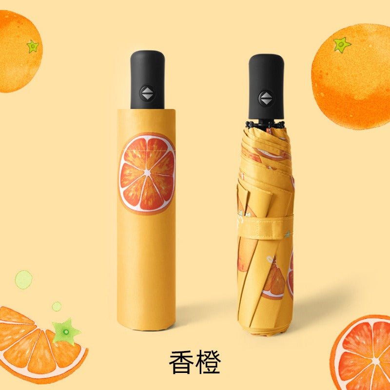 Small Fresh Rain Sun Shading Dual-Purpose Black Glue Sun Umbrella Fruit Umbrella Sunscreen Adult Automatic Triple Umbrella
