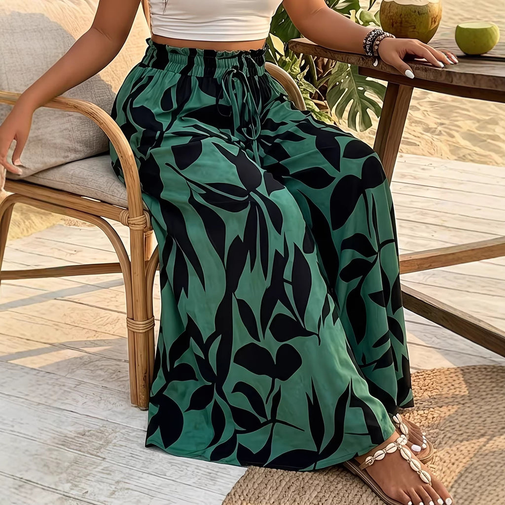 Pantalon décontracté d'été – taille haute, jambe large